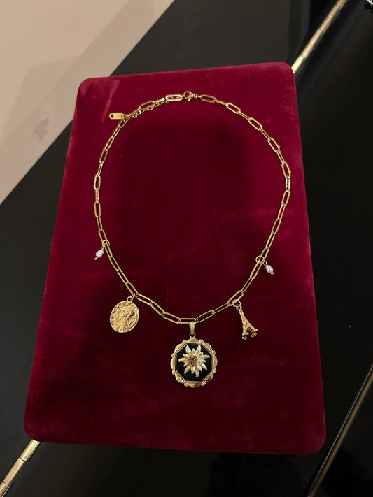 Vintage Flower Charm Necklace