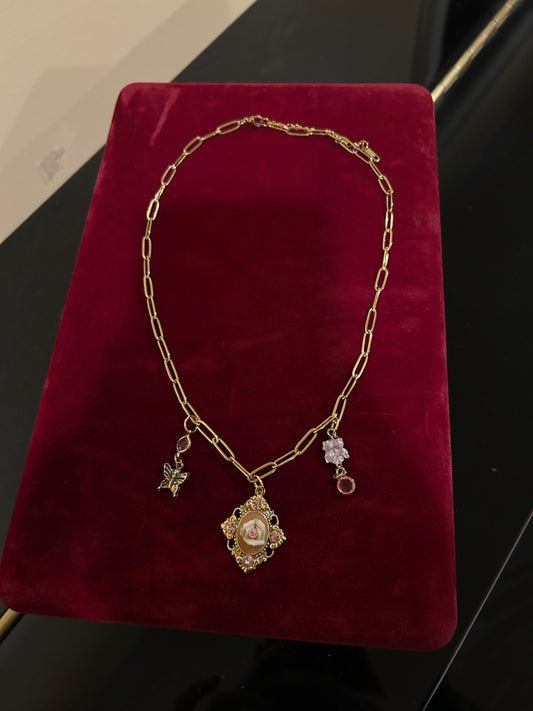 Flower Pendant Charm Necklace